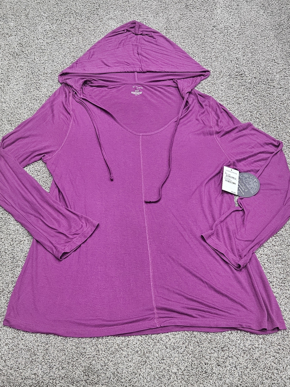 Shimera Long Sleeve Hooded Tee - Magenta Purple NWT